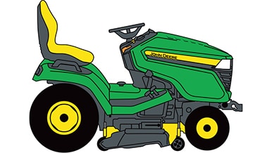 Line art of a John Deere Lawn Mower