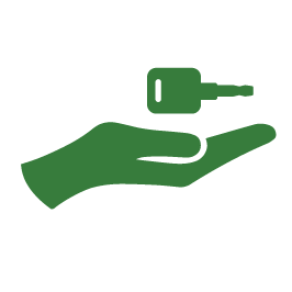 green hand with green key clip art