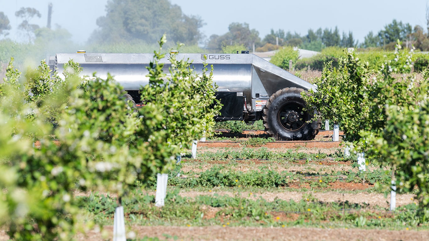 The GUSS semi-autonomous sprayer showcased its capabilities at SuniTAFE's SMART Farm in Mildura.  