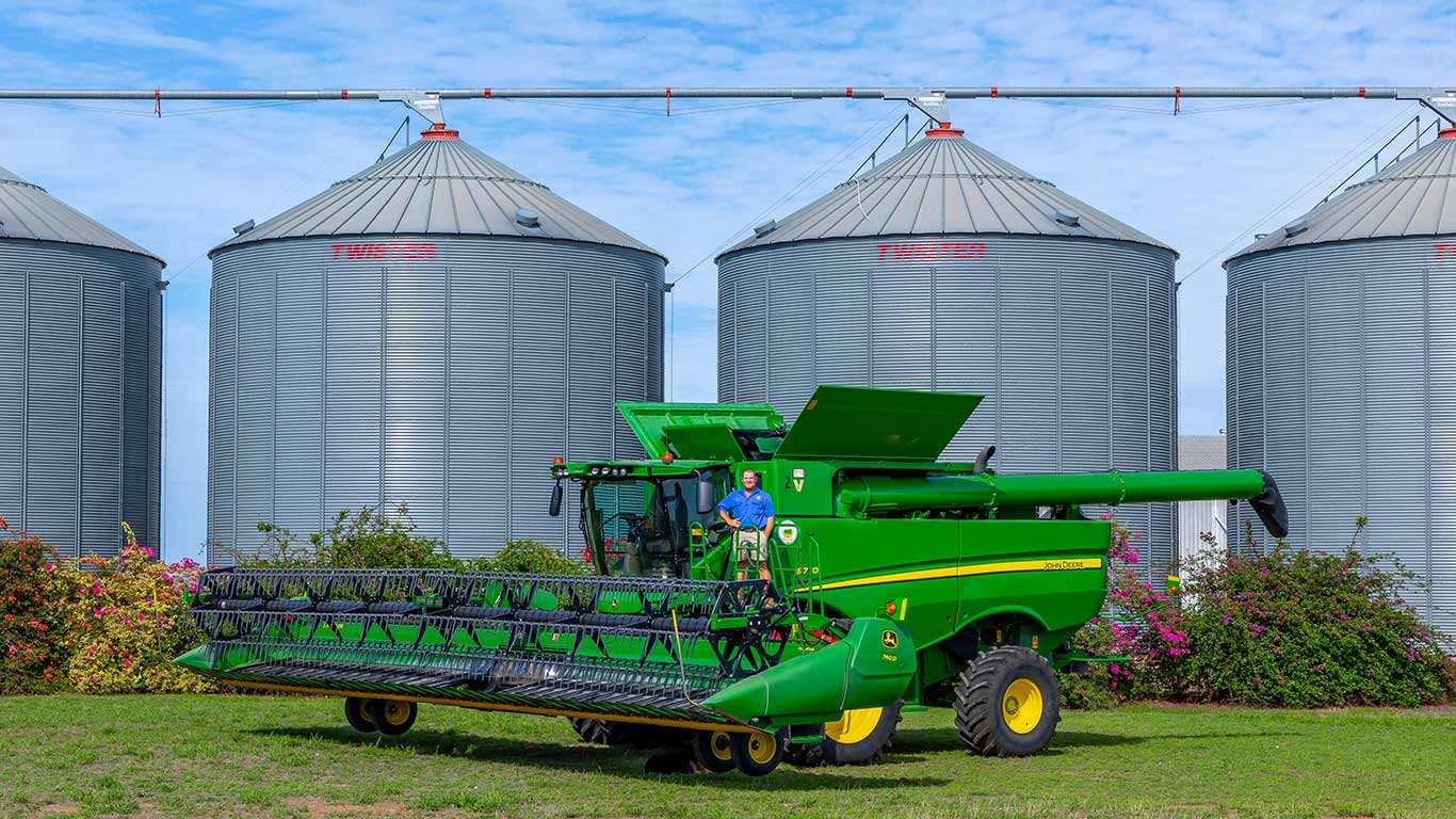 Xander posing on S770 combine from afar