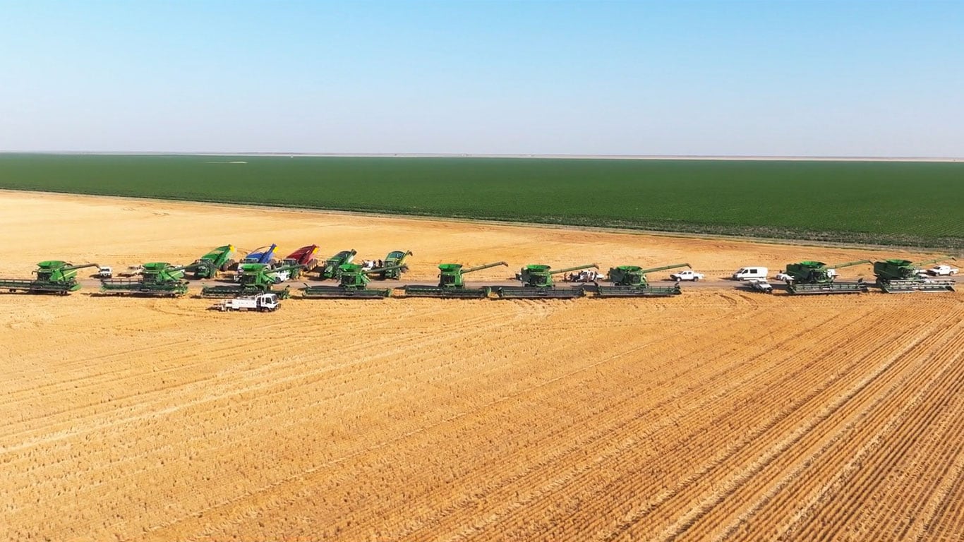 Drone shot of S7 combines.