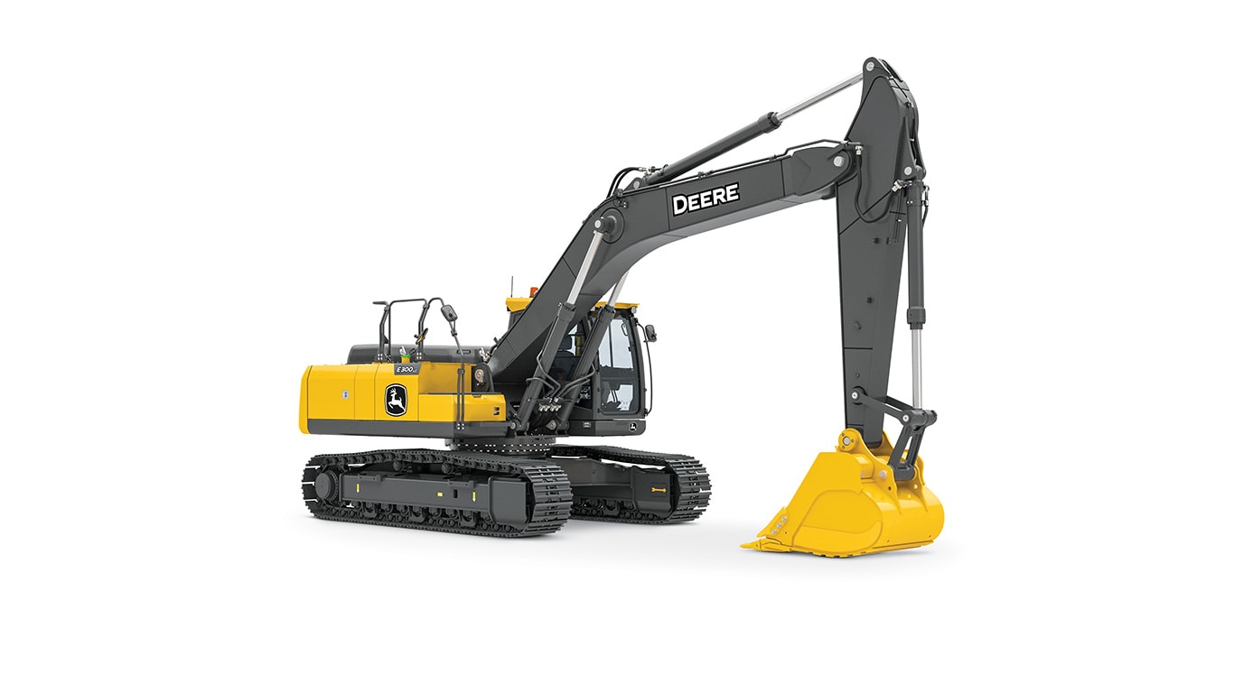 E300 II excavator on white background