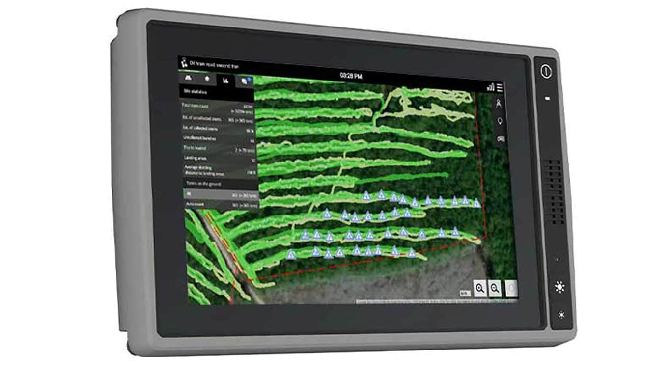 TimberMatic™ Maps and TimberManager™ Screenshot of TimberMatic Maps program on a machine monitor