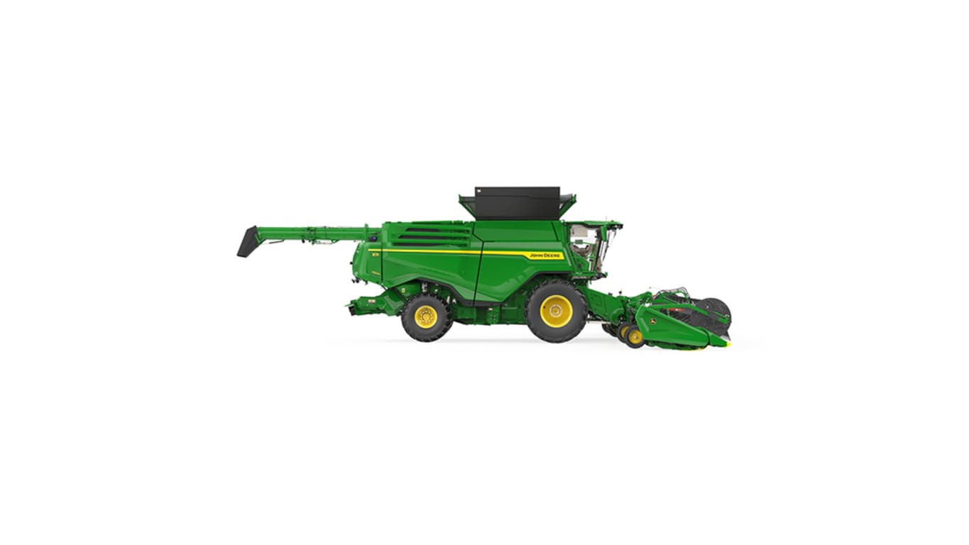 Left side-view of x9 1000 combine on a white background
