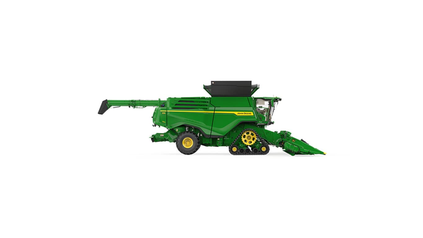 Left side-view of x9 1000 combine on a white background
