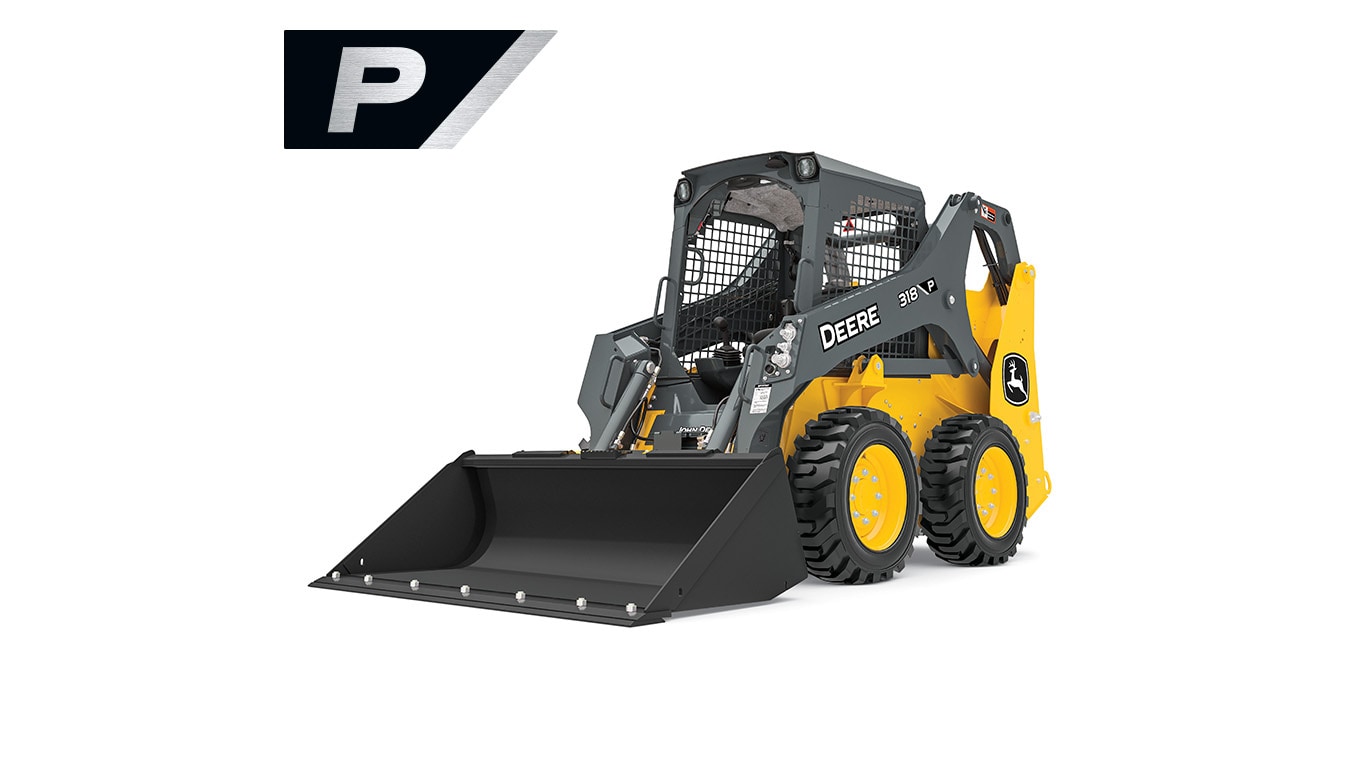 318 P-Tier Skid Steer with white background.