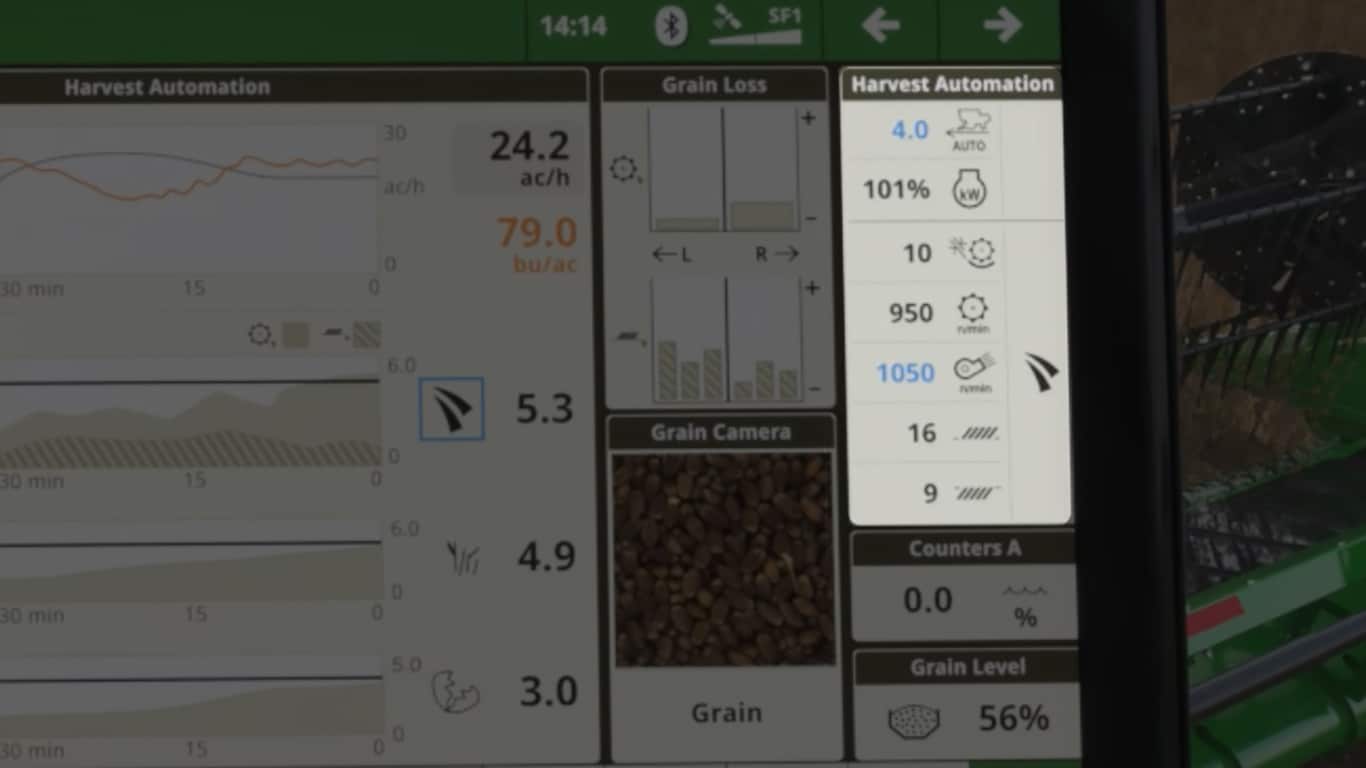 Harvest automation changes on G5 display.