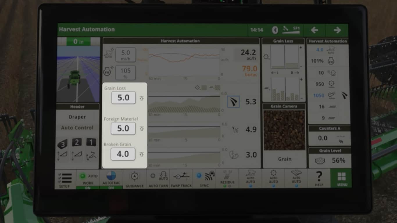 Harvest automation information on G5 display