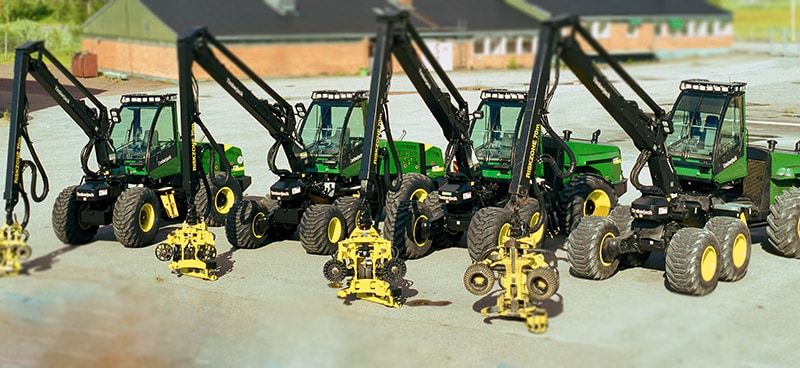 Timberjack harvesters in a row
