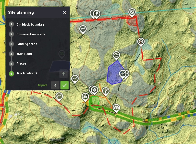 Drawings on a forest map