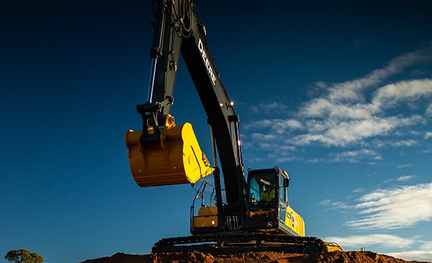 mid-size-excavator working hard