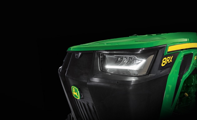 Front left angle of 8 series hhp tractor against black background