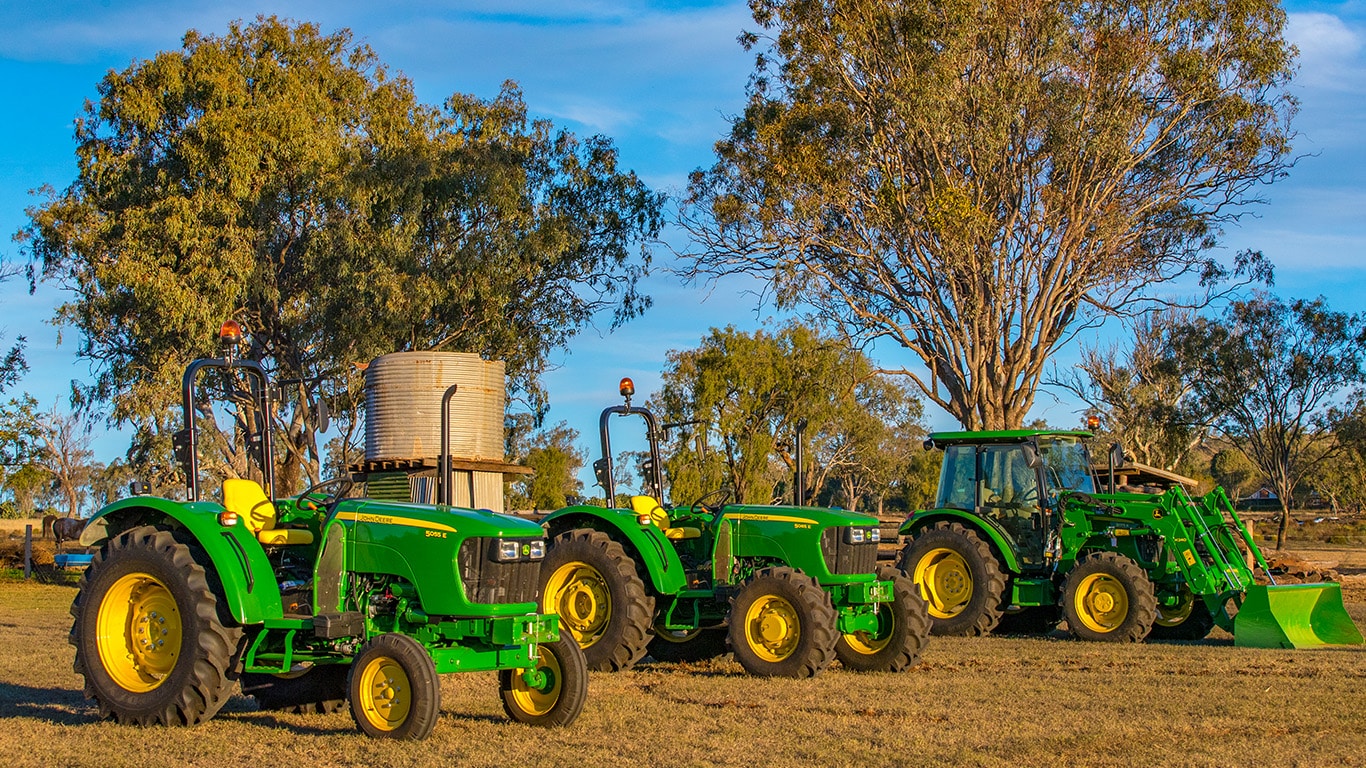 composite of 5 series Deere tractors