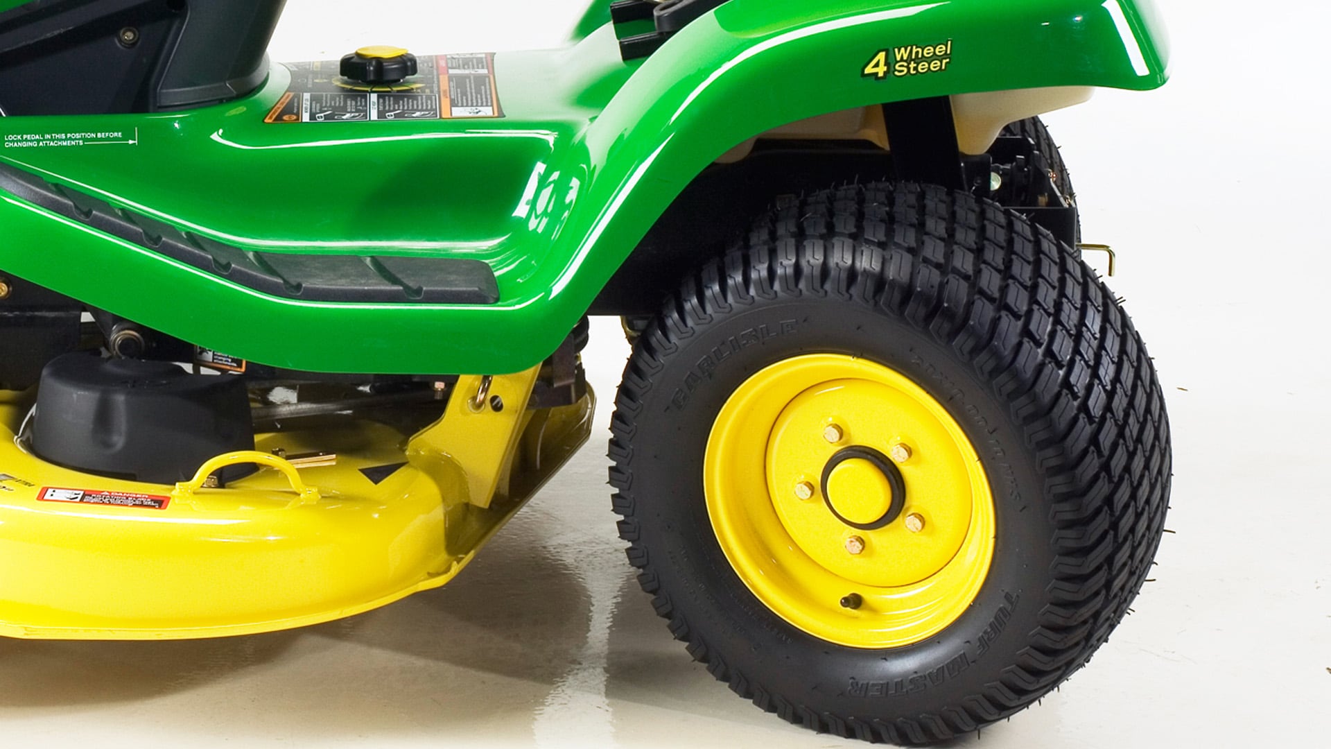 close up of rear wheels on tractor