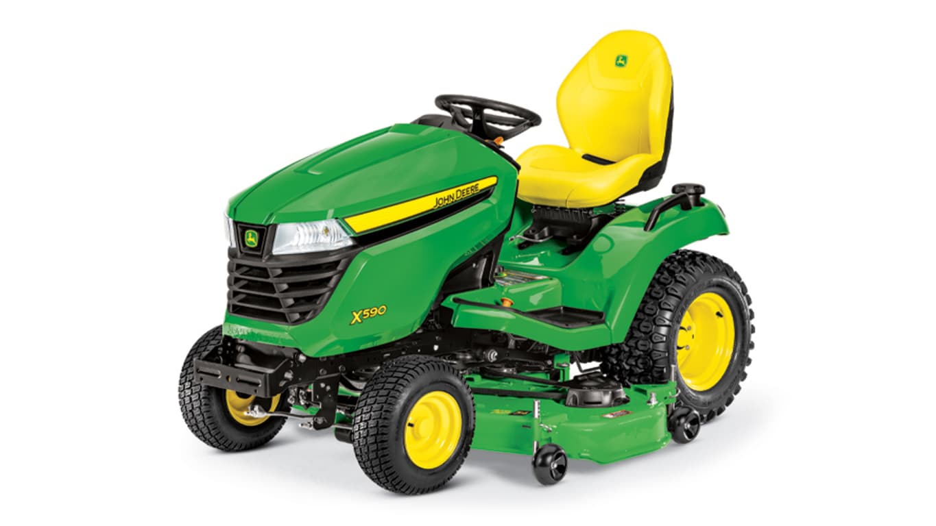 Studio image of X590 lawn tractor with 54-inch deck.