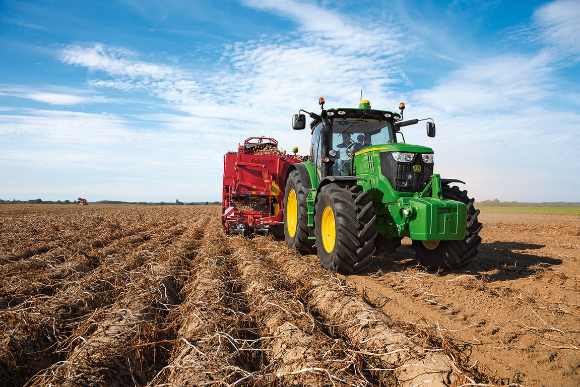 Precision agriculture equipment in use in a field.
