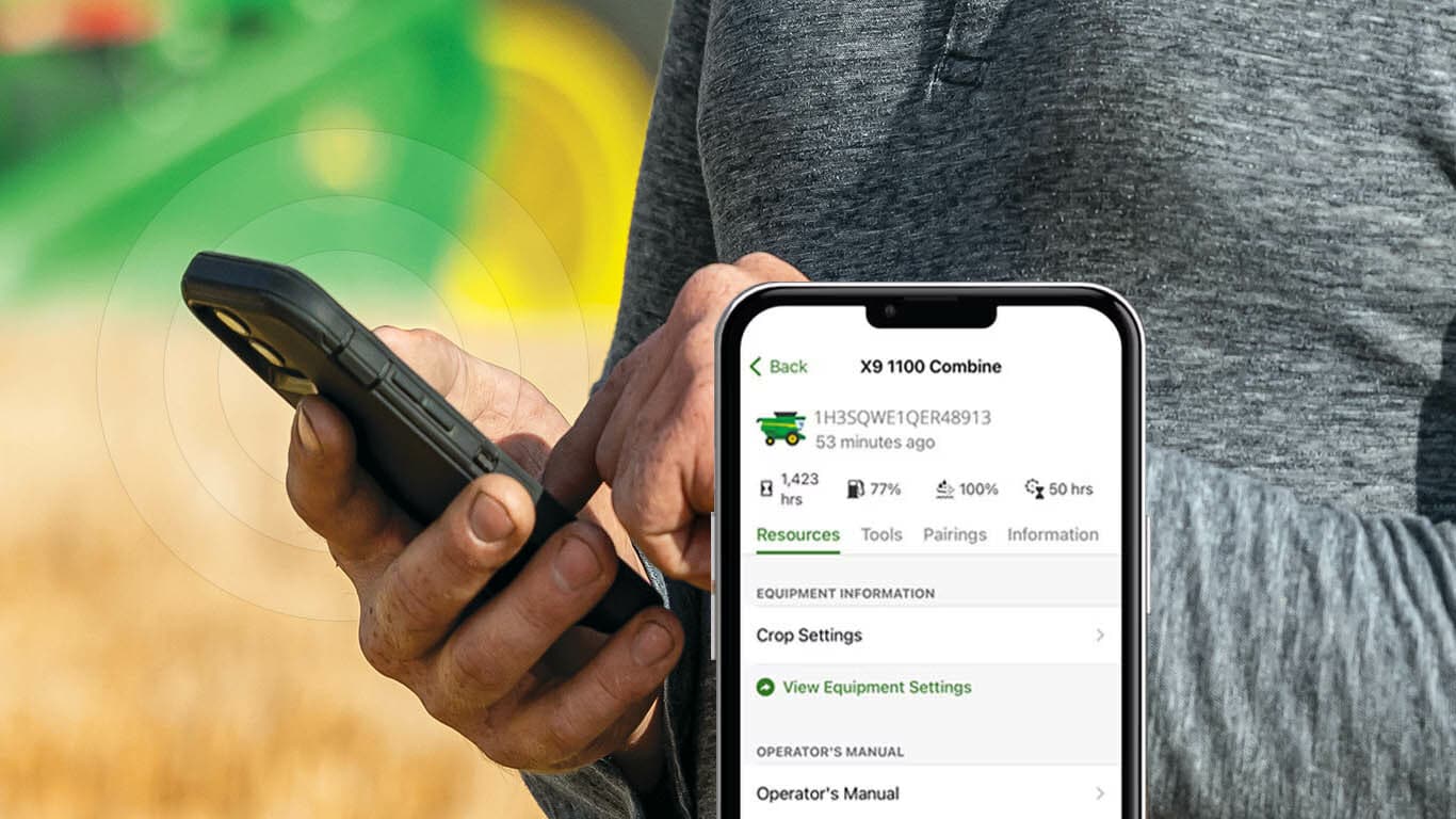 Agricultural equipment with mobile connectivity for precision farming.