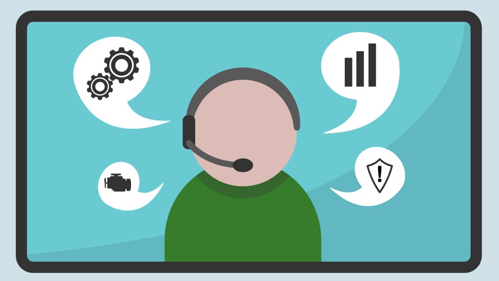 A person with a headset and speech bubbles