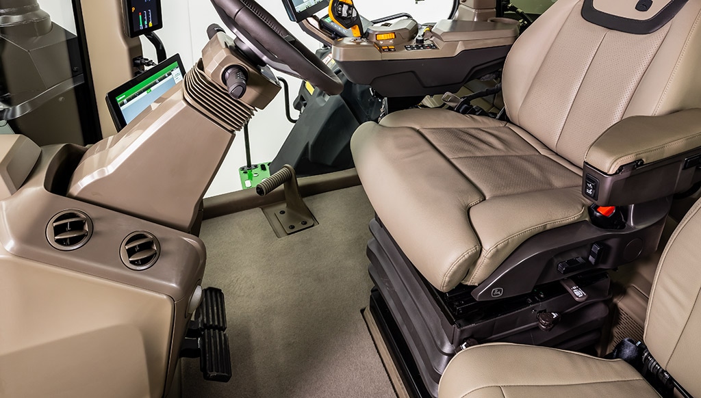 Close-up view of interior of cab, showing floor space.